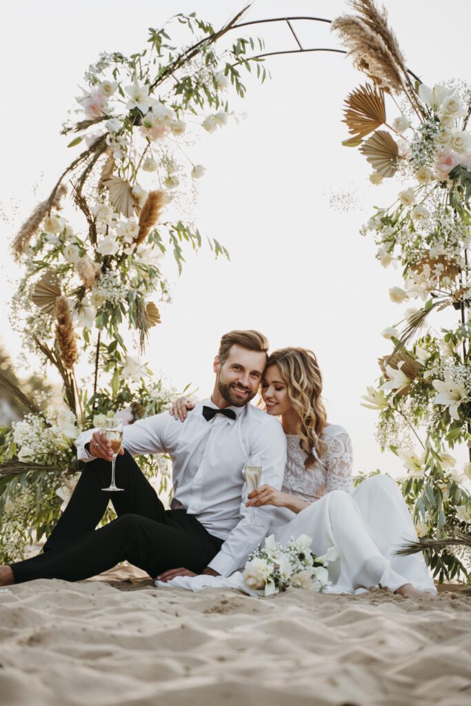 bride-groom-having-their-wedding-beach